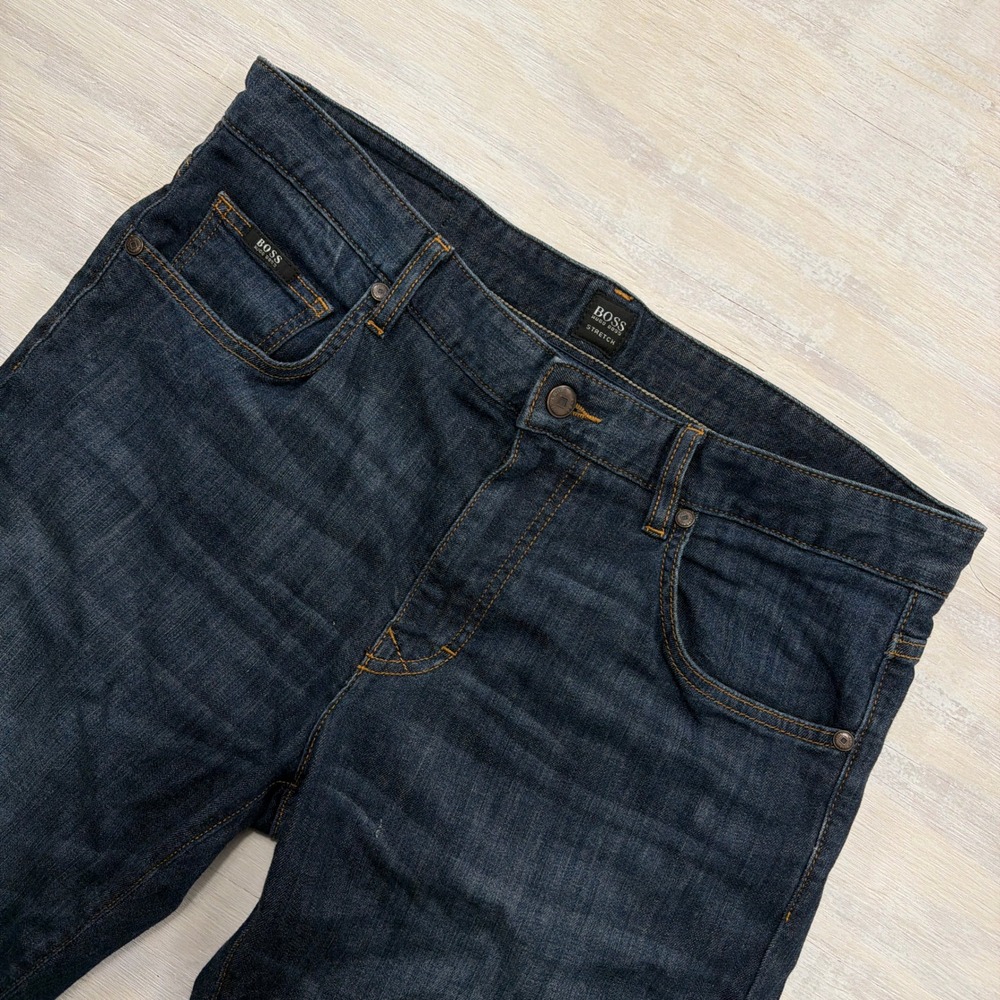 BOSS Hugo Boss Jeans Kansas Regular Fit Italian Stretch Denim Blue Mens 36x32